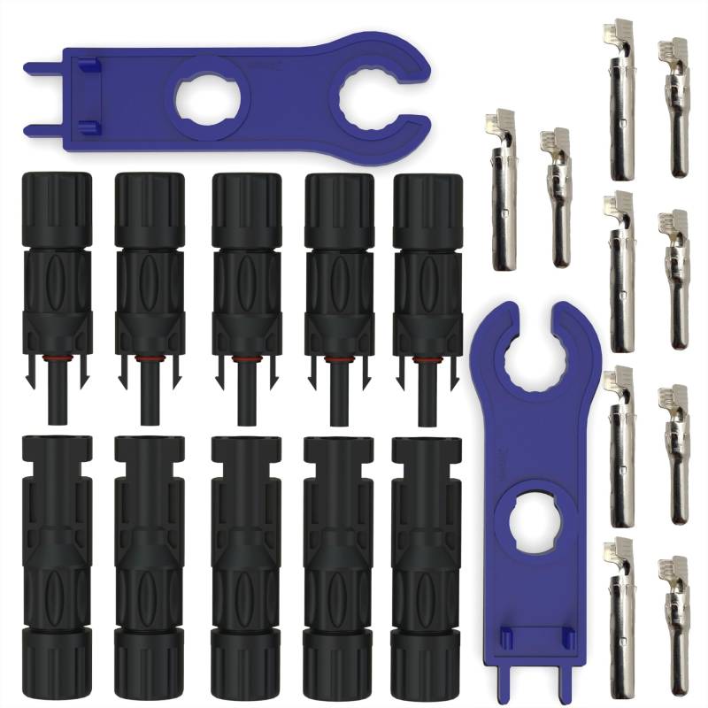 AUPROTEC Solarstecker Set PV Verbinder für Solarkabel 2,5-6 mm² Kabelstecker Set Männlich/Weiblich Photovoltaik Steckverbinder Solarpanel Stecker (5 Paar) von AUPROTEC