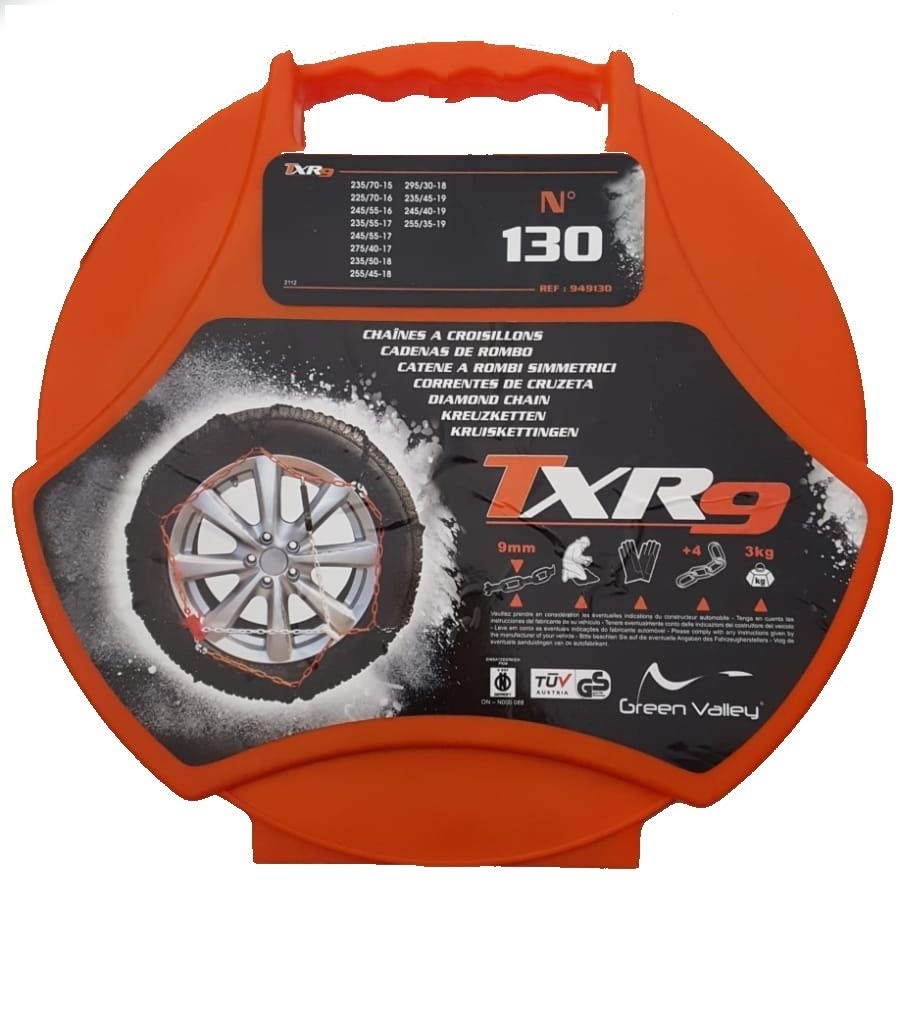 TXR9 Set Schneeketten 9 mm für Auto zugelassen TUV GS - V5117 Gruppe 130 von AURILIS Group - FLAURAUD