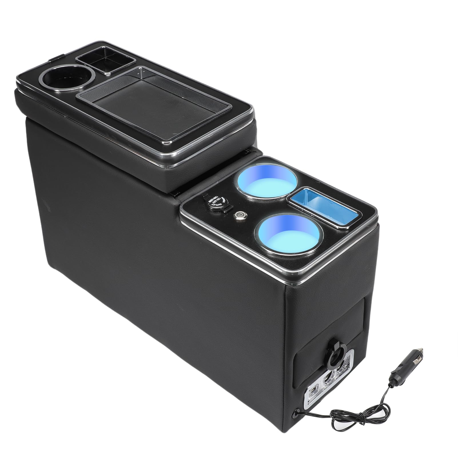 AUROLYNNE Mittelkonsole Mit Ablagen Staufach USB LED Leuchten Für T5 T6 Bus Schwarz Box von AUROLYNNE