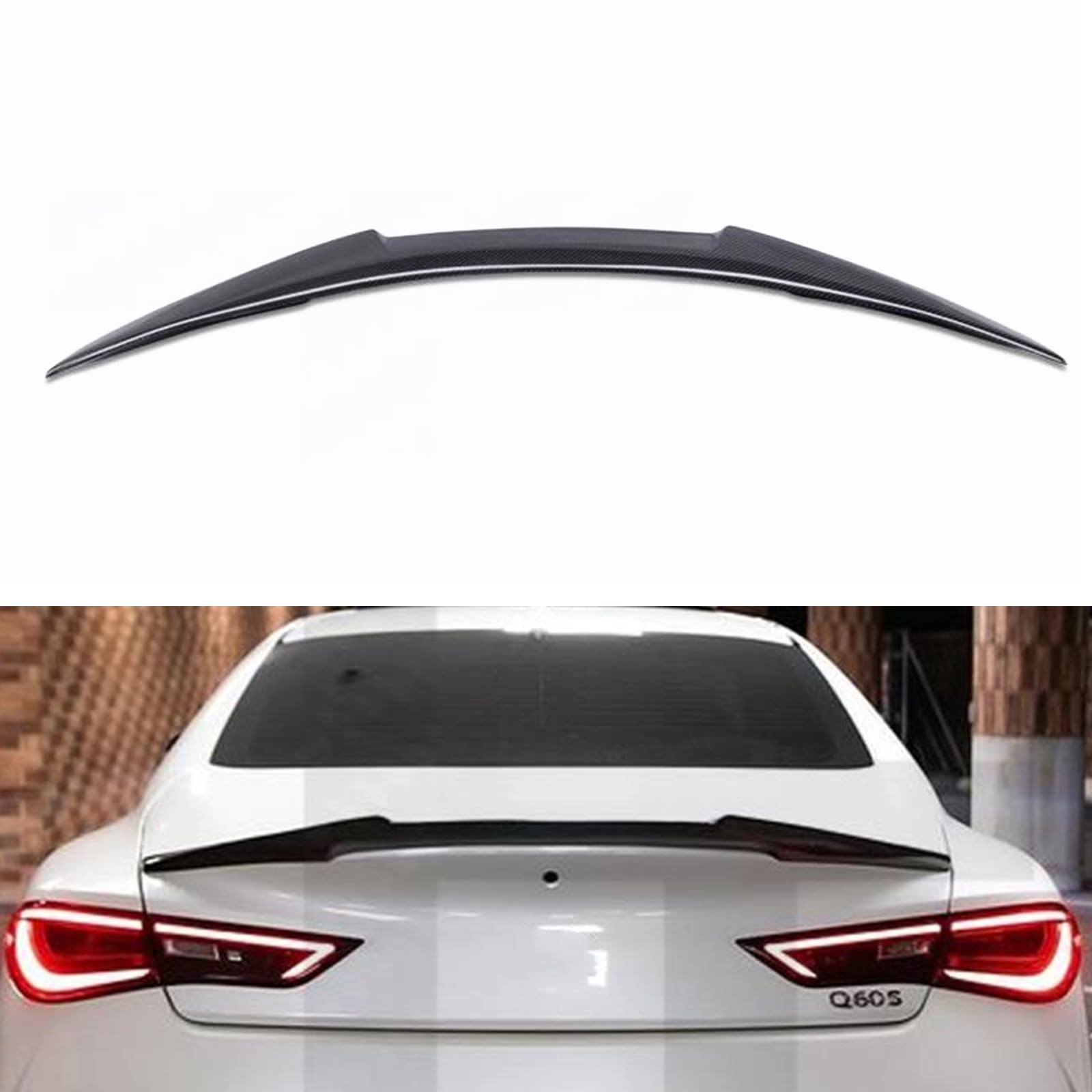 1 x Karbonfaser-Heckspoiler für Infiniti Q60 Q60S 2016–2023 Coupe 2-Türer, schwarz von AUSMILA