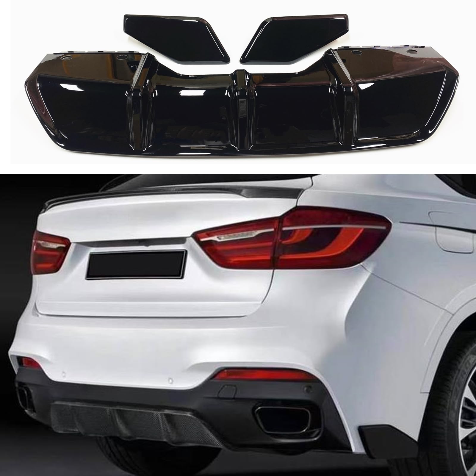 3 x hintere Stoßstangen-Diffusor-Seitenabdeckung für BMW X6 F16 2015–2018 M Sport von AUSMILA