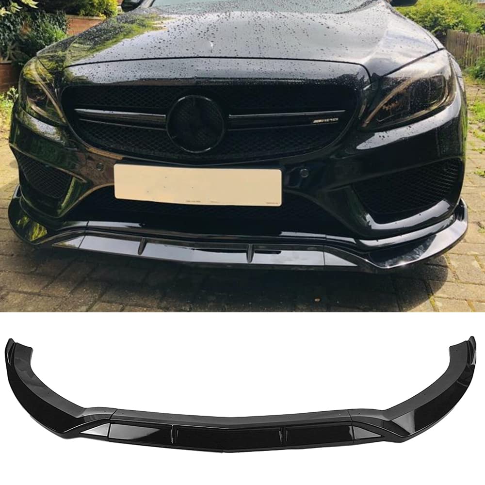 AUSMILA Frontstostange Spoilerlippe fr Mercedes-Benz W205 C-Klasse C180 C250 C300 C400 2015-2018, Schwarz, Kunststoff, Glnzend Schwarz von AUSMILA