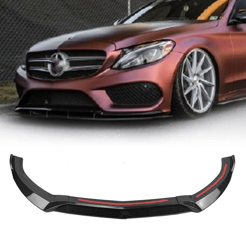 AUSMILA Frontstoßstangen-Spoiler für Mercedes-Benz W205 C-Klasse C180 C250 C300 C400 2015-2018, Schwarz, ABS-Kunststoff, Glänzend von AUSMILA