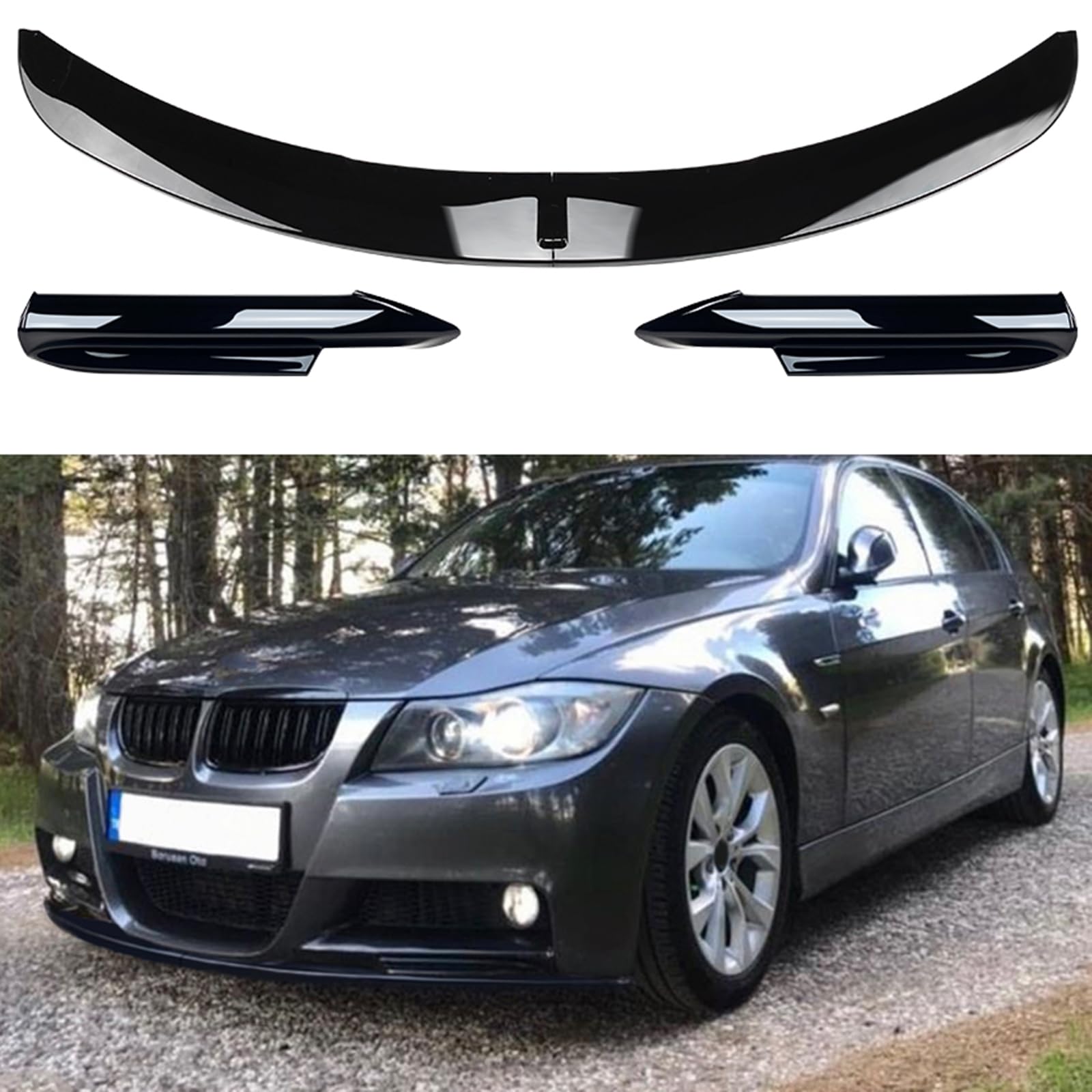 Für BMW 3er E90 E91 M-Tech 2005-2008 Frontstoßstange Spoilerlippe Kit Gloss BLK von AUSMILA