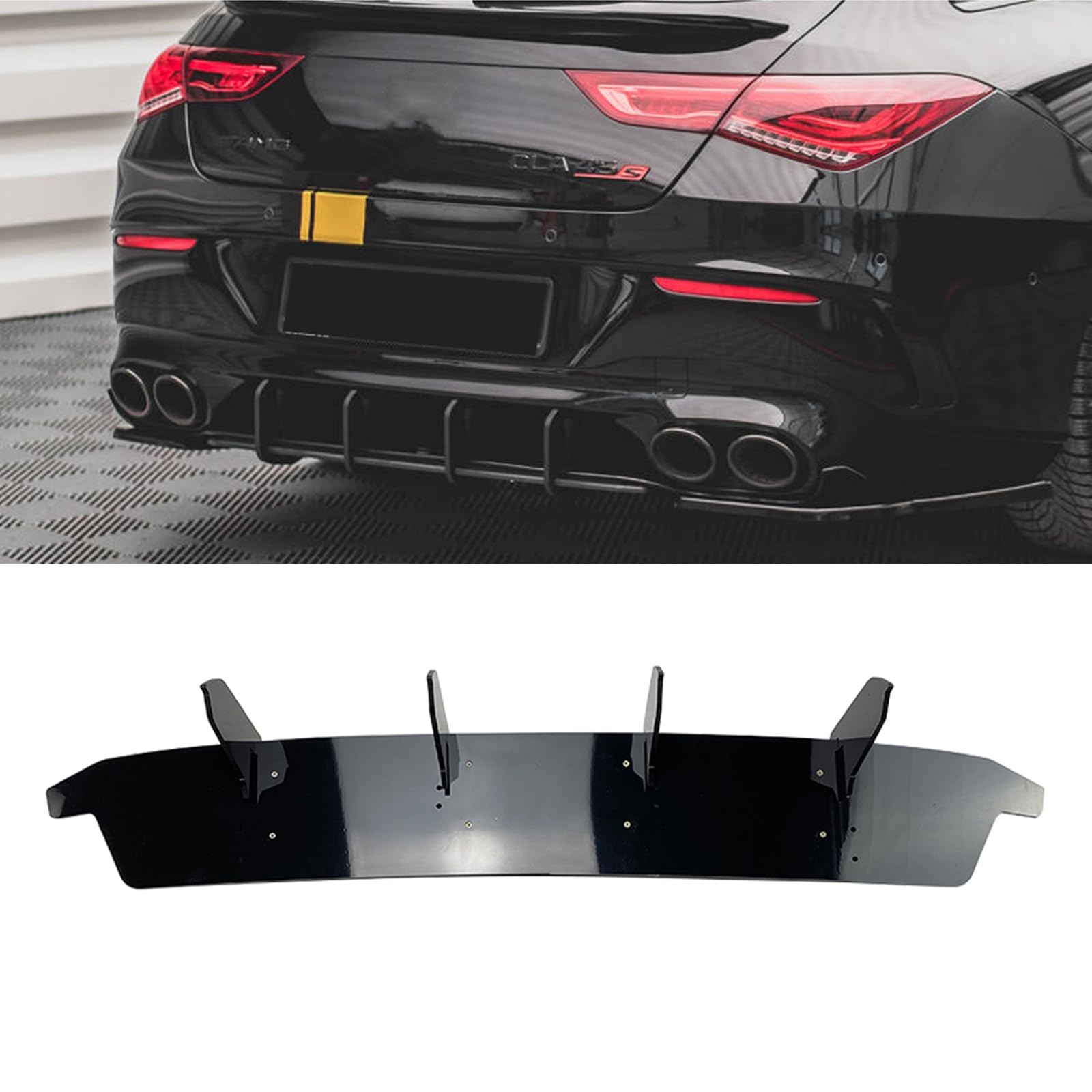 Für Mercedes Benz CLA Klasse C118 CLA35 CLA45 AMG Glänzend Schwarz Heckdiffusor Lippe Haifischflosse Spoiler von AUSMILA