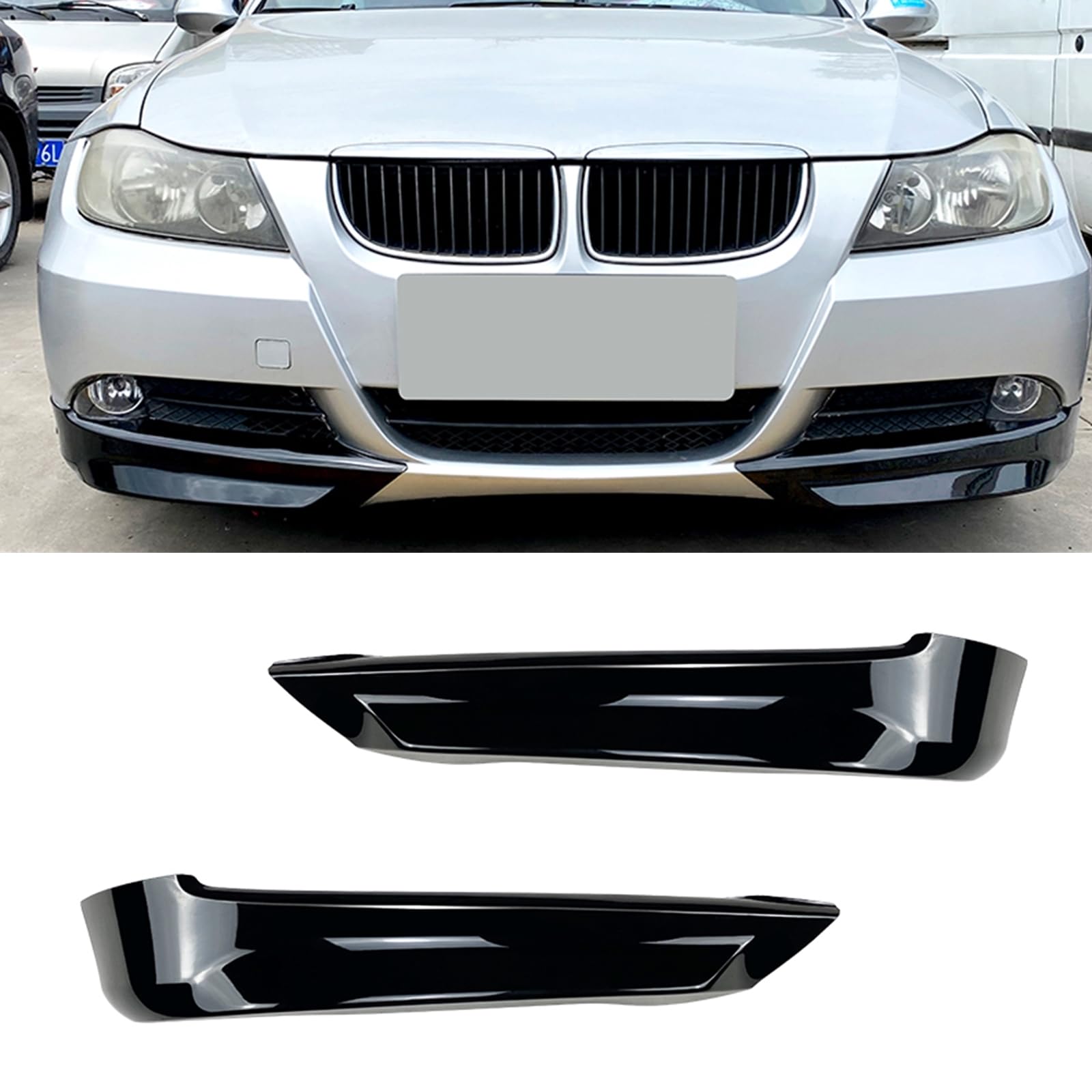 Glänzende schwarze Frontstoßstange Seitenspoilerabdeckung für BMW E90 E91 320i 330i 2005–2008 von AUSMILA