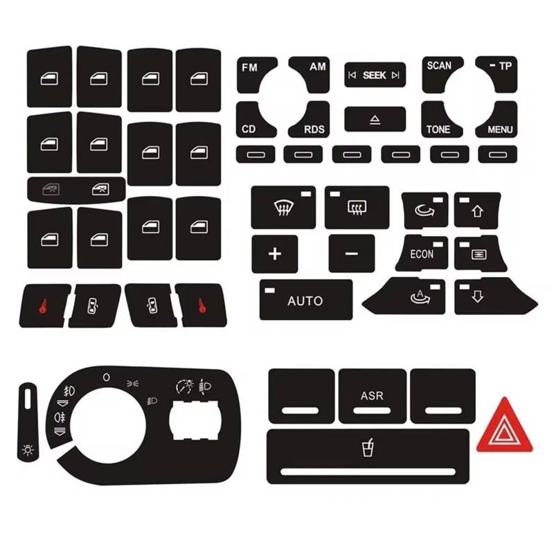 AUTEBGV Kompatibel Mit A3 Für 8P 2004 2005 2006 2007 2008 Autoscheinwerferknopf-Reparaturaufkleber Für Radio Clima ESP Scheinwerfer Abgenutzter Knopfschalter Aufkleber Auto Tasten Aufkleber von AUTEBGV