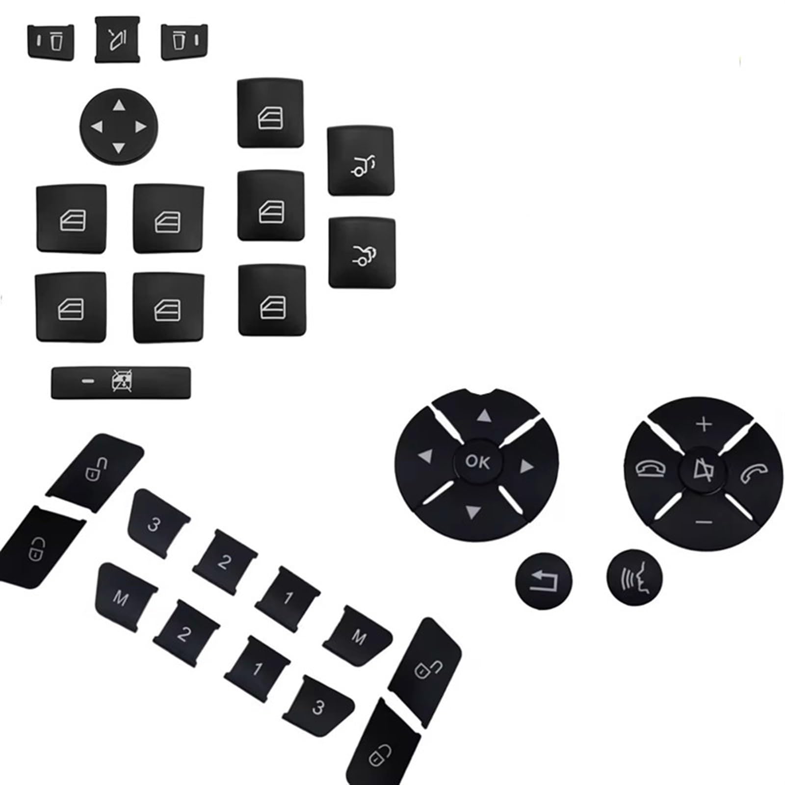 AUTEBGV Kompatibel Mit Benz Für C W204 2008 2009 2010 Autotür-Entriegelungs-Speichertaste Lenkradtastenabdeckung Aufkleberverkleidung Auto Tasten Aufkleber(Black) von AUTEBGV