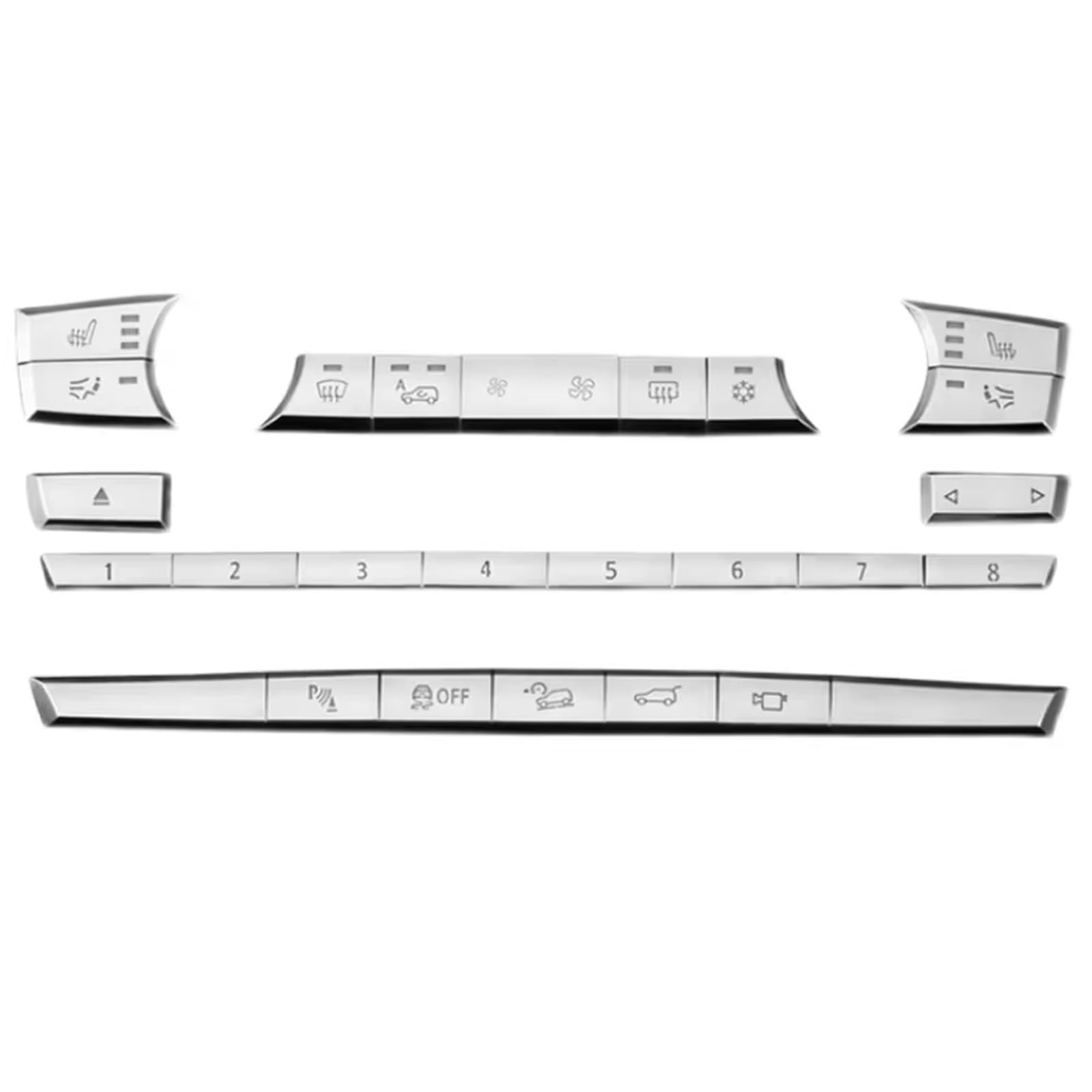 AUTEBGV Kompatibel Mit Für X5 E70 2008 2009–2013 Chrom-Mittelkonsole, Klimaanlage, CD-Nummernmodus-Tastenabdeckung, Verkleidungsschalter-Aufkleber, 26 Stück Auto Tasten Aufkleber von AUTEBGV