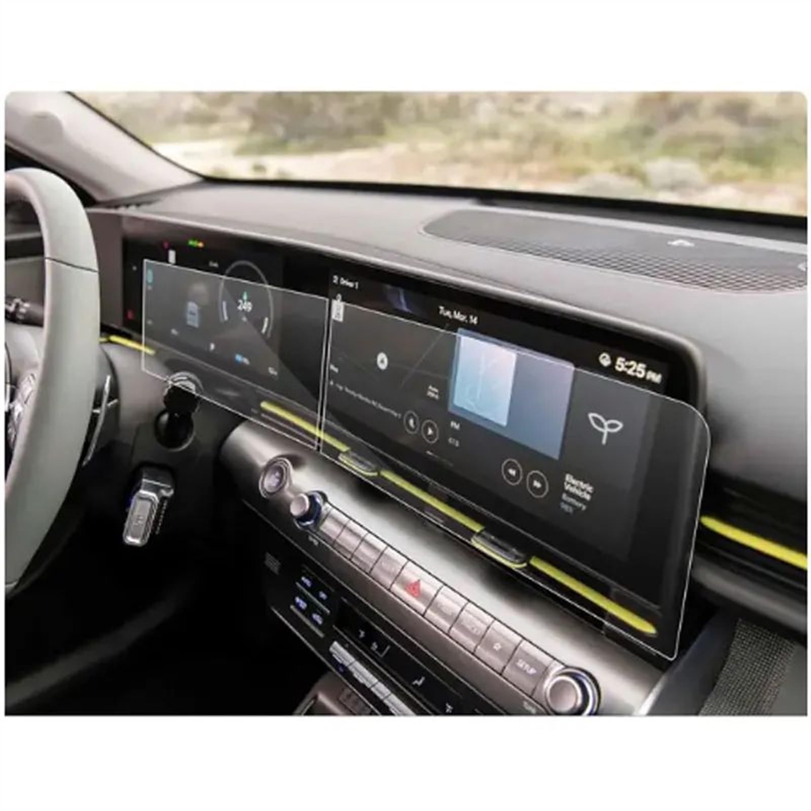 AUTEBGV Kompatibel Mit Hyundai Für Kona 2024 12,3 Zoll Auto-GPS-Navigationszentrum Und Armaturenbrett PET-Displayschutzfolie GPS Navigation Schutzfolie von AUTEBGV