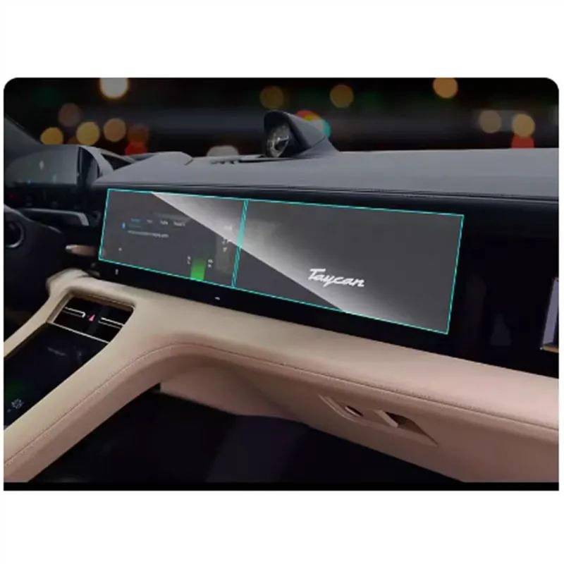 AUTEBGV Kompatibel Mit Porsche Für Taycan 2020 2021 2022 Auto-LCD-GPS-Navigationssystem Aus Gehärtetem Glas Und Displayschutzfolie Für Das Armaturenbrett GPS Navigation Schutzfolie(Multimedia 2pcs) von AUTEBGV