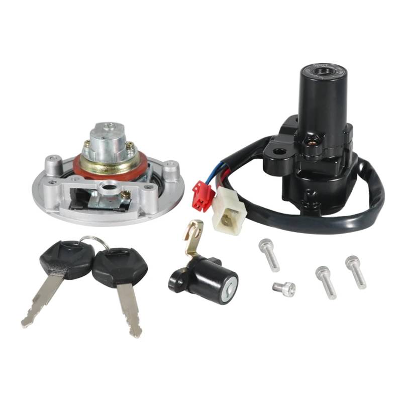 AUTEBGV Kompatibel Mit YZF Für R6 1999 2000 2001 2002 2003 2004 2005 Motorradzündungsschalter Kit Assembly Gasdeckel Taste Lock Taste Set Abdeckung Abdeckung Moto Bike-Zündschloss von AUTEBGV