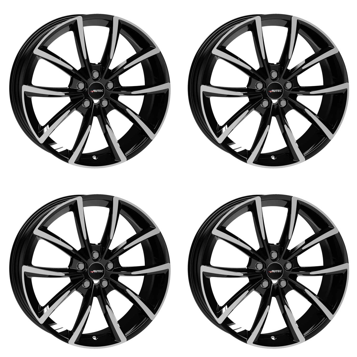 4x AUTEC Felgen Alufelgen ASTANA 7.0x17 ET42 5x112 Schwarz poliert kompatibel mit Mercedes-Benz A B C CLA E GLA GLB Marco Polo SLC SLK Viano Vito V von AUTEC