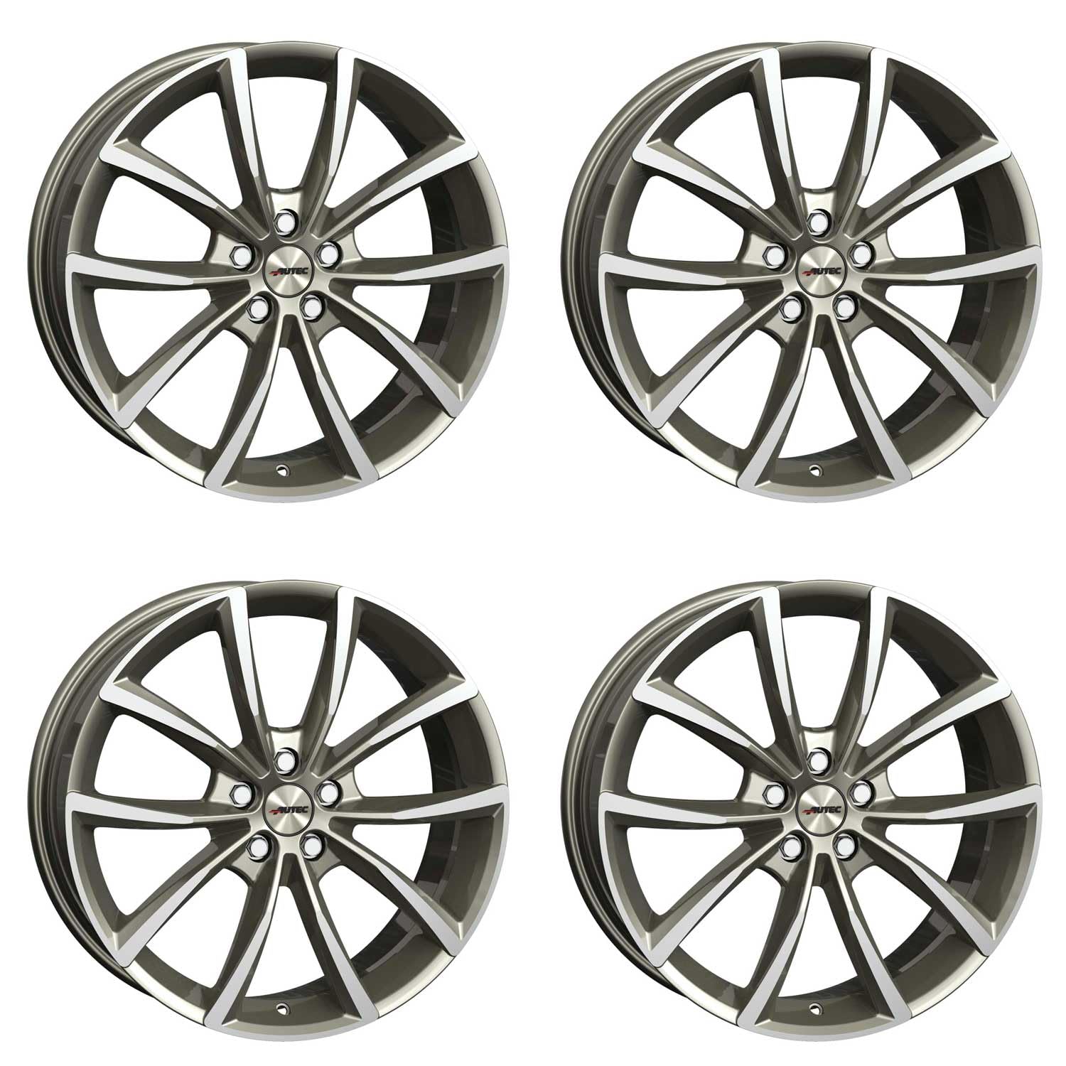 4x AUTEC Felgen Alufelgen ASTANA 8.0x18 ET39 5x112 Titansilber poliert kompatibel mit Audi A6 Q5 A8 A3 A4 Q3 S4 S3 SQ2 Q2 TT S6 S8 RS 3 von AUTEC