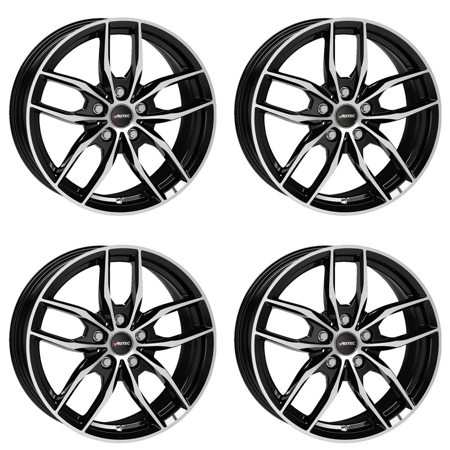 4x AUTEC Felgen Alufelgen BAVARIS 7.5x17 ET54 5x112 Schwarz poliert kompatibel mit BMW 2er von AUTEC