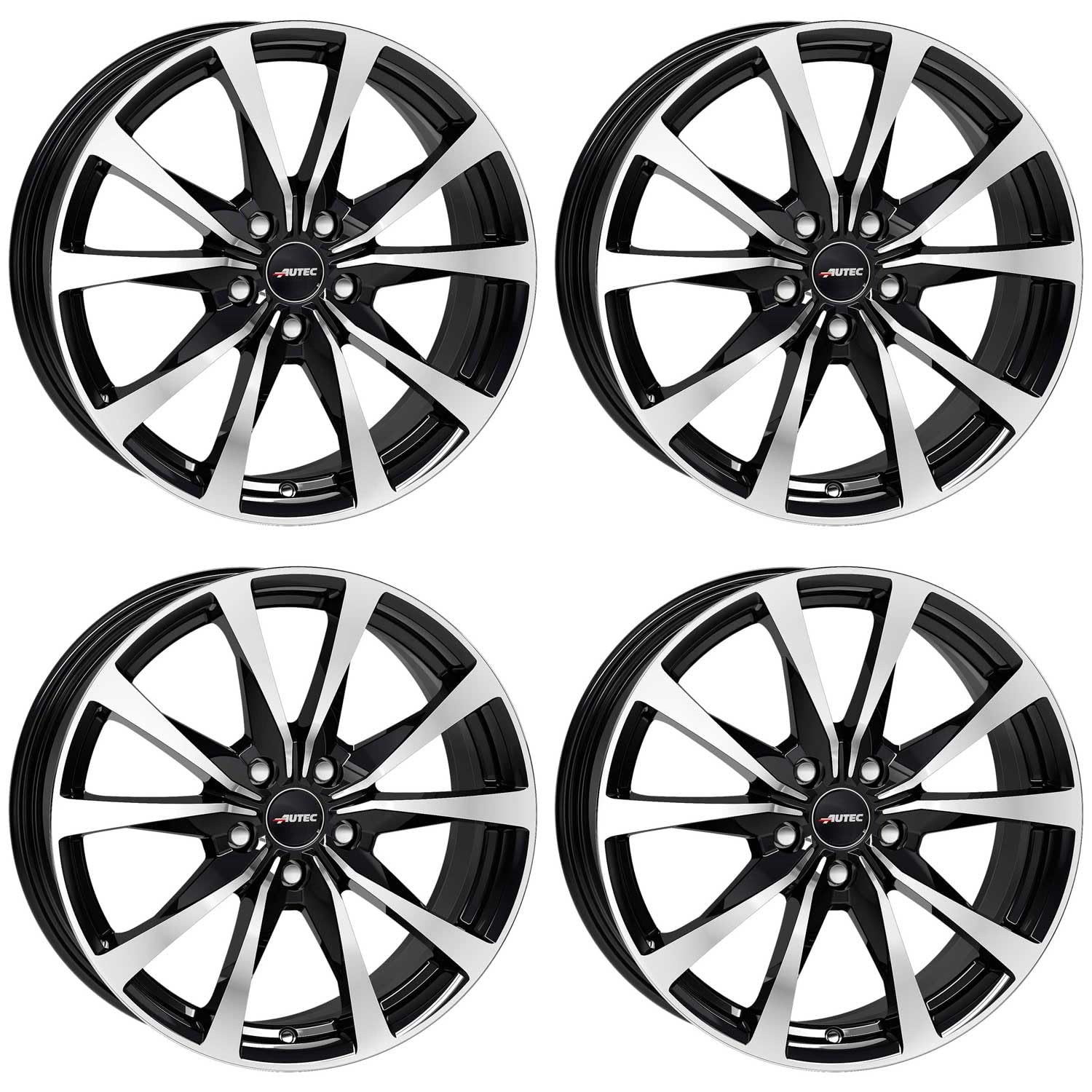 4x AUTEC Felgen Alufelgen BRIXEN 6.5x16 ET32 5x114,3 Schwarz poliert kompatibel mit Mercedes-Benz T Citan EQT von AUTEC