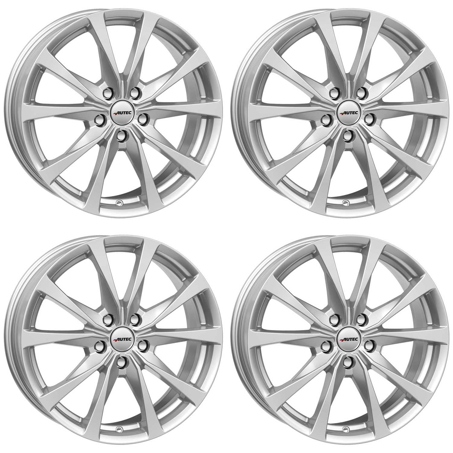 4x AUTEC Felgen Alufelgen BRIXEN 6.5x16 ET40 5x100 Brillantsilber kompatibel mit Audi A1 von AUTEC