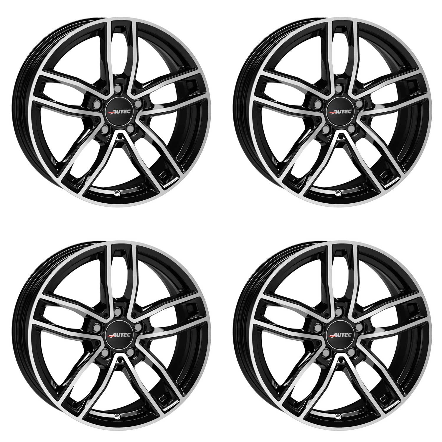 4x AUTEC Felgen Alufelgen MERCADOR 7.5x17 ET42 5x112 Schwarz poliert kompatibel mit Mercedes-Benz C GLB B CLA A SLC GLA E SLK von AUTEC