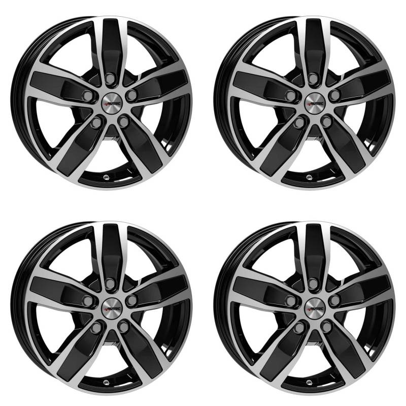 4x AUTEC Felgen Alufelgen QUANTRO 6.5x16 ET60 5x160 Schwarz poliert kompatibel mit Ford Transit/Tourneo Transit Custom Tourneo Custom von AUTEC