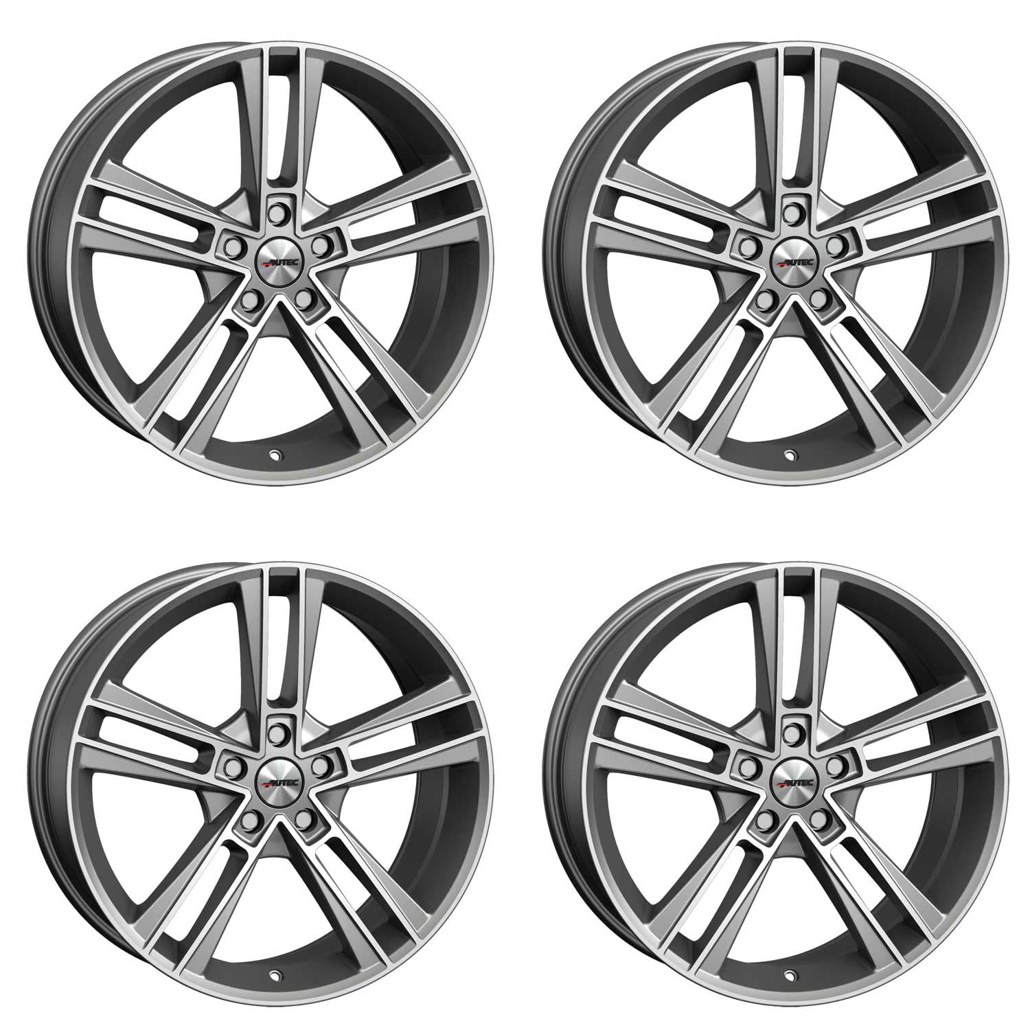 4x AUTEC Felgen Alufelgen RIAS 8.5x20 ET36 5x114,3 Titansilber matt poliert kompatibel mit Mitsubishi Eclipse Cross Outlander ASX von AUTEC