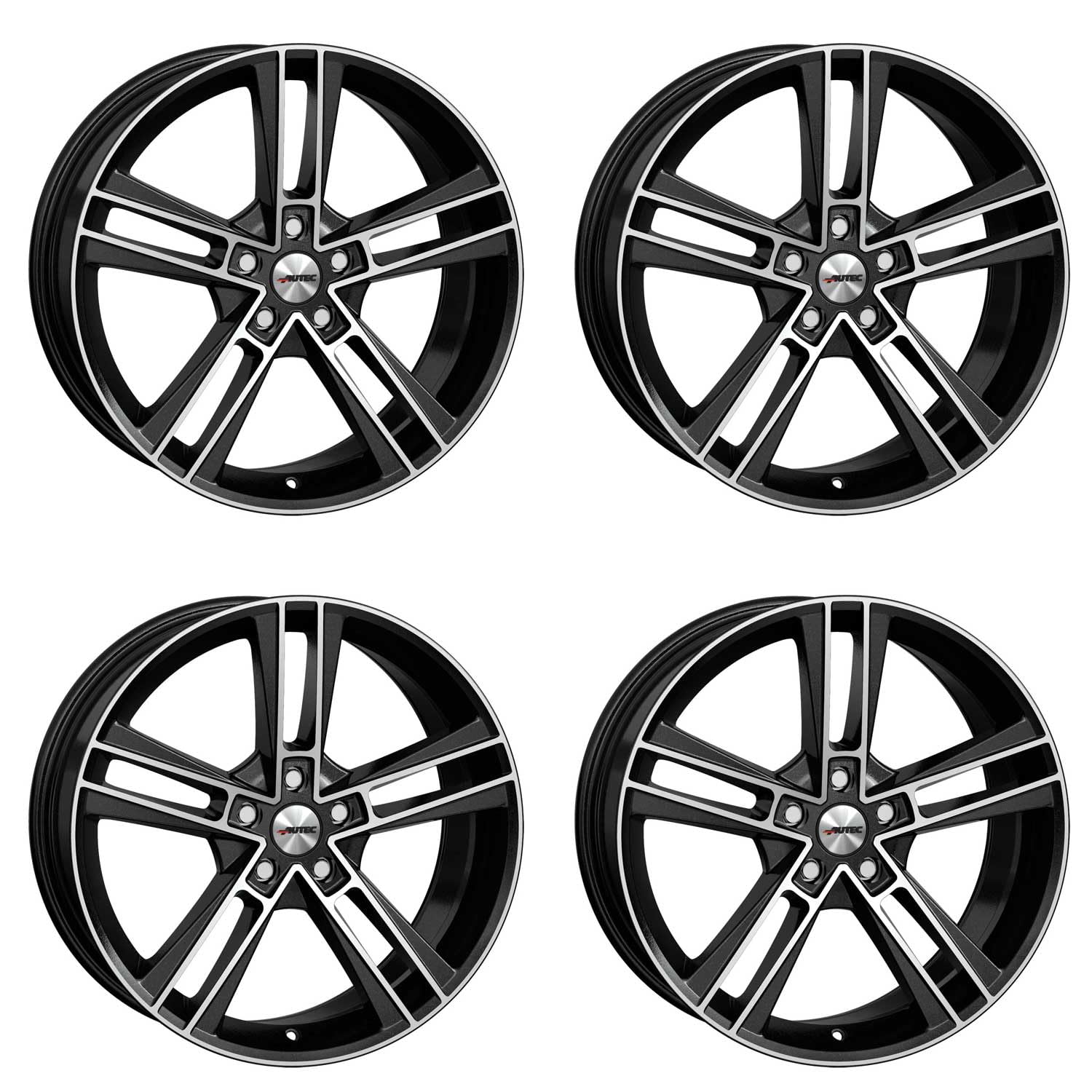 4x AUTEC Felgen Alufelgen RIAS 8.5x20 ET48 5x112 Schwarz metallic poliert kompatibel mit Audi TT A6 von AUTEC