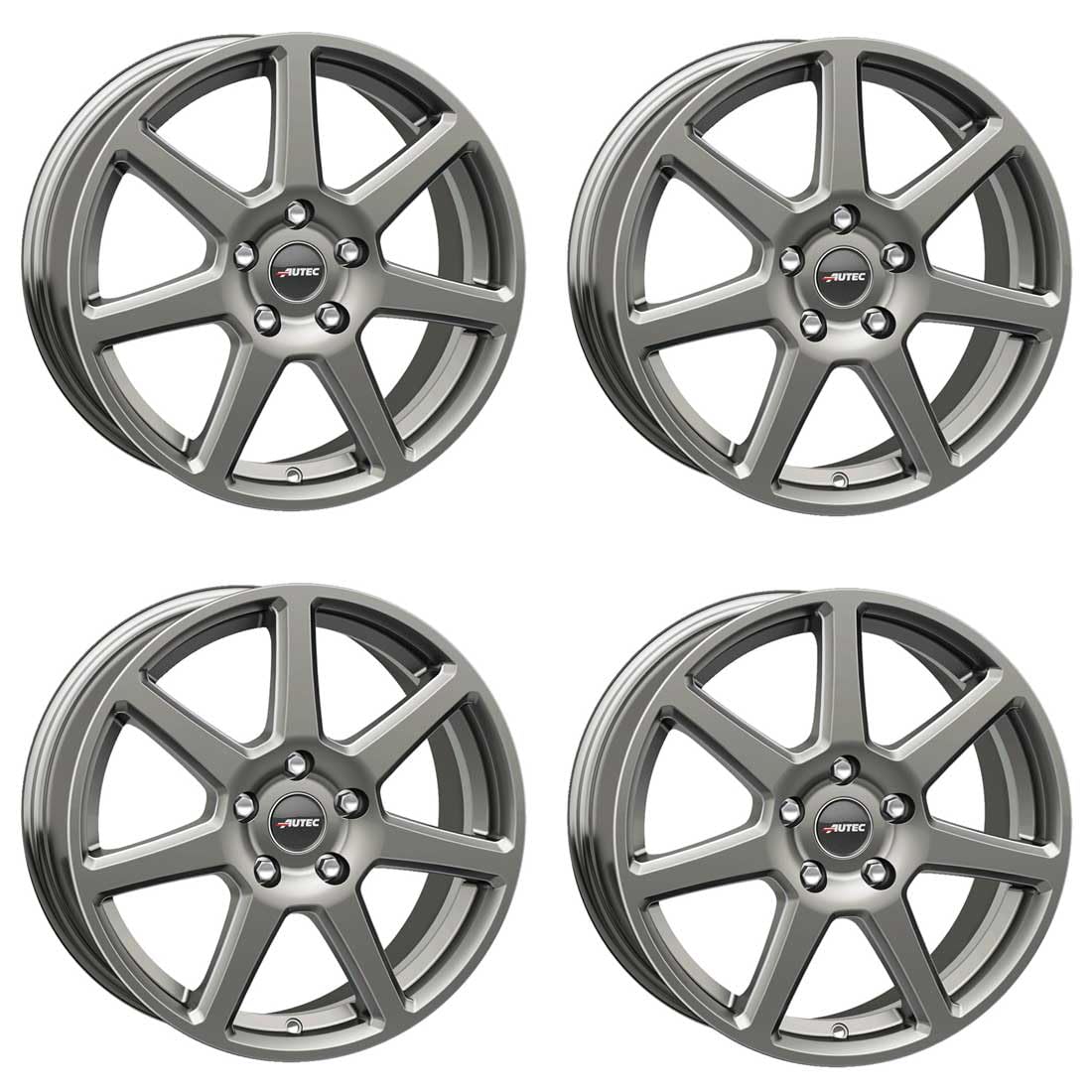 4x AUTEC Felgen Alufelgen TALLIN 7.0x16 ET43 5x112 Titansilber kompatibel mit VW Touran Eos Beetle Tiguan Golf VIII Golf V Passat Golf VII Golf von AUTEC