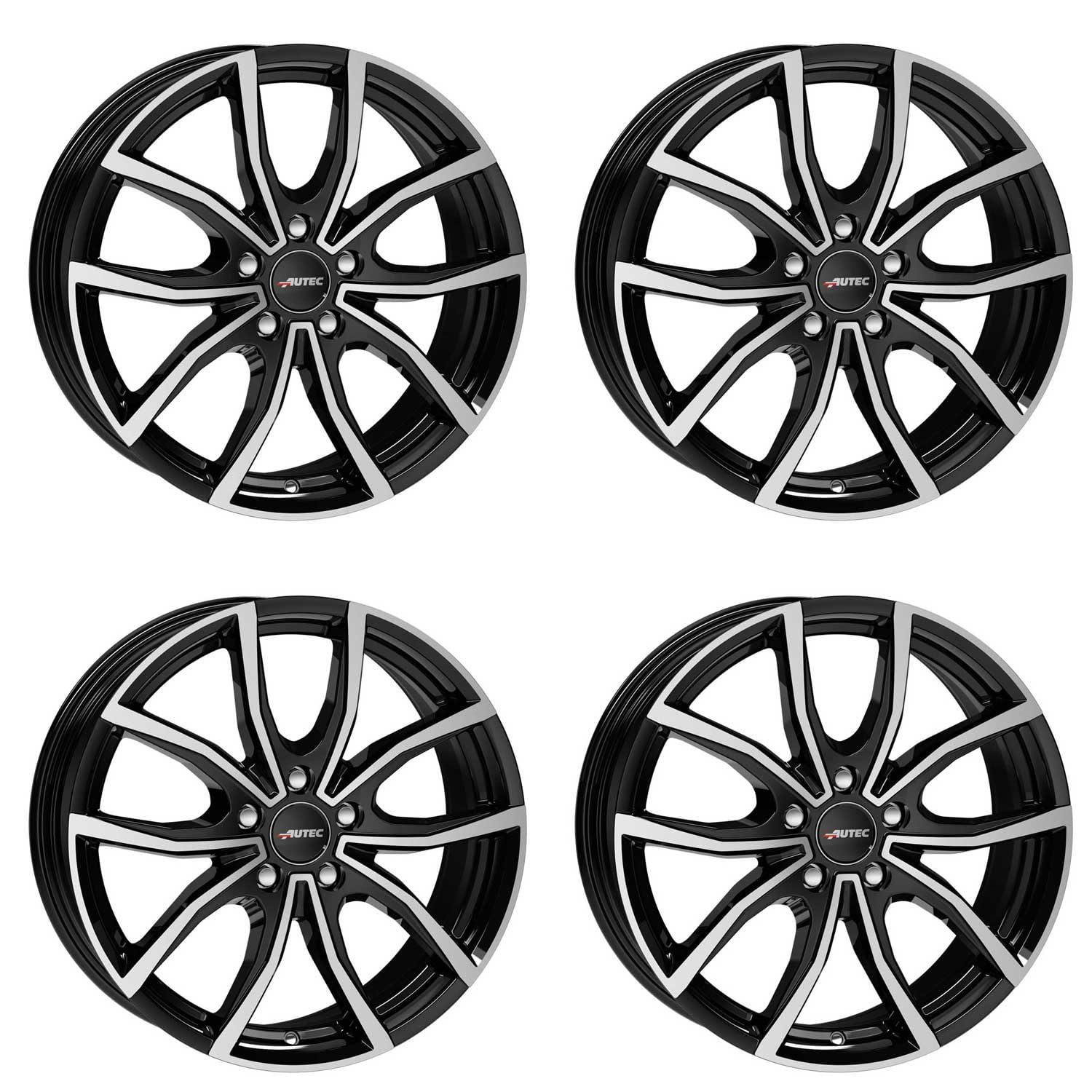 4x AUTEC Felgen Alufelgen VIDRA 6.5x16 ET47 5x100 Schwarz poliert kompatibel mit VW Polo von AUTEC