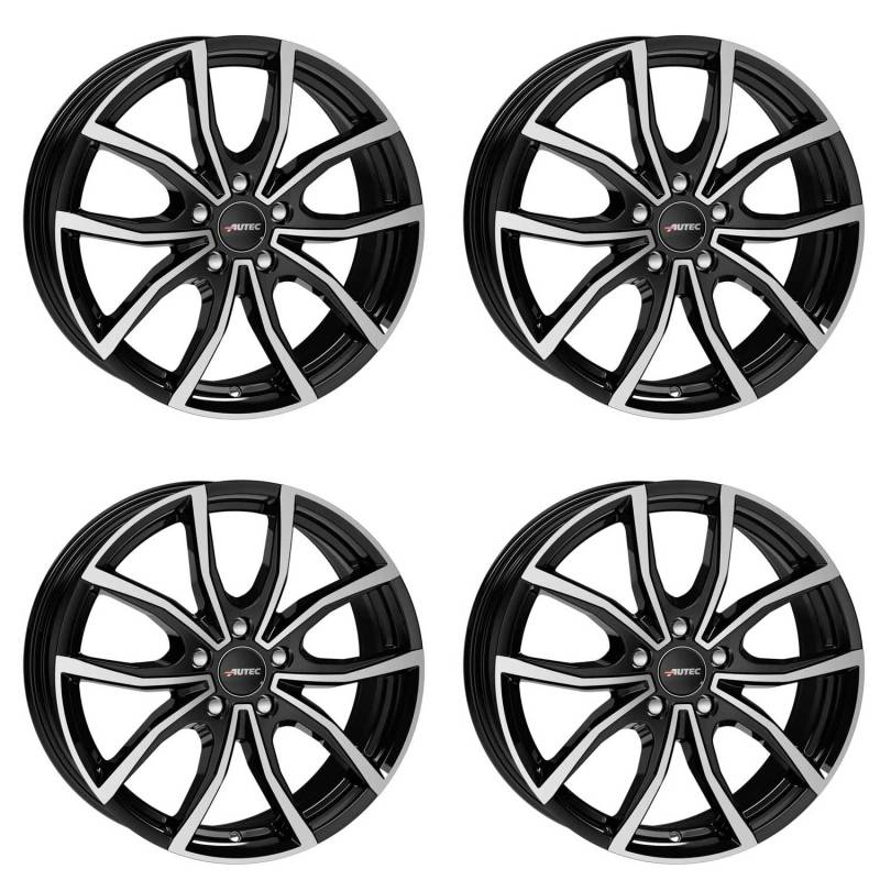 4x AUTEC Felgen Alufelgen VIDRA 6.5x16 ET47 5x100 Schwarz poliert kompatibel mit VW Polo von AUTEC