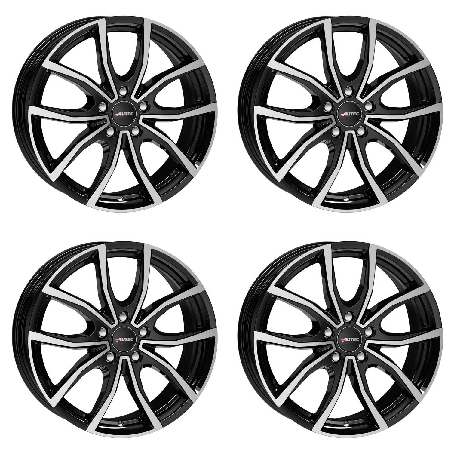 4x AUTEC Felgen Alufelgen VIDRON 6.5x16 ET41 5x112 Schwarz poliert kompatibel mit Skoda Octavia Superb Karoq Yeti von AUTEC