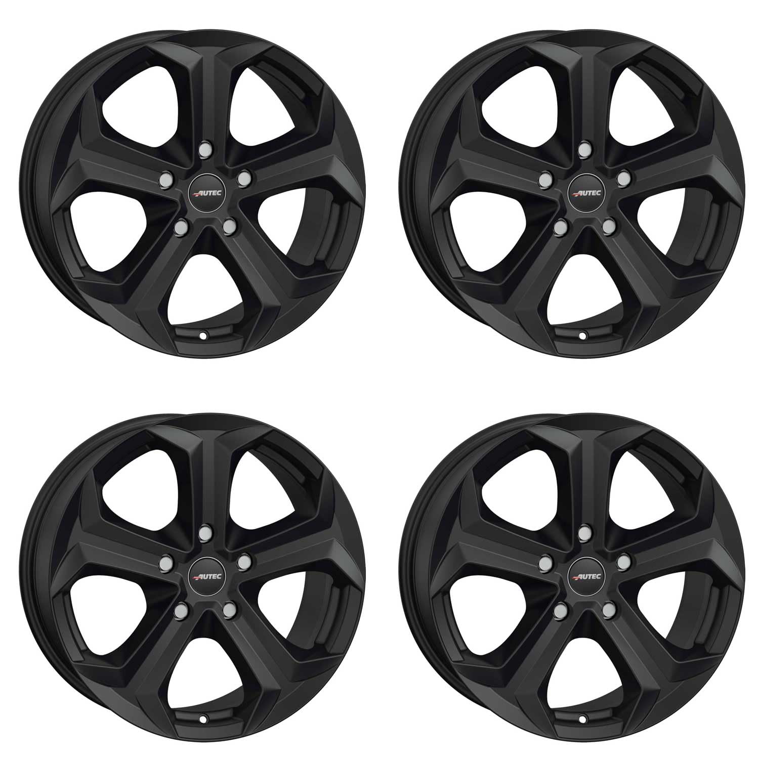 4x AUTEC Felgen Alufelgen XENOS 6.5x16 ET50 5x112 Schwarz matt kompatibel mit Mercedes-Benz A B V Vito Viano Marco Polo CLA von AUTEC