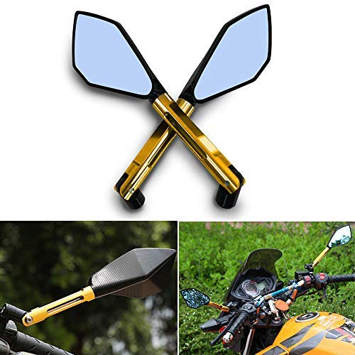 1 Paar Motorrad LenkerendeSpiegel Rückspiegel Seitenspiegel 8mm 10mm CNC Universal Aluminium Lenkerende Spiegel Roller Drehbare Scooter Rückspiegel Golden von Krtopo