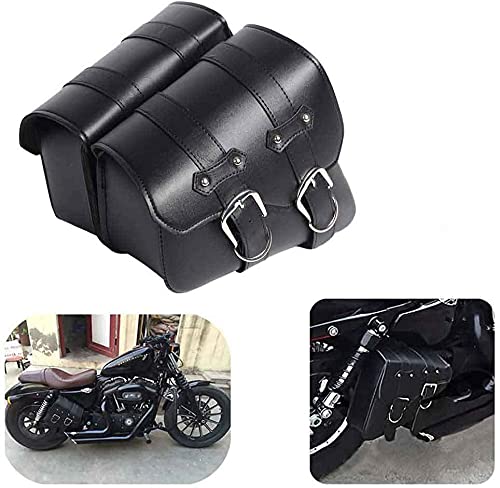 1 Paar Motorrad Satteltaschen Leder Abnehmba wasserdichte Schwarz Universal für Harley Motorrad Satteltasche Triangle Bag Kit von Krtopo