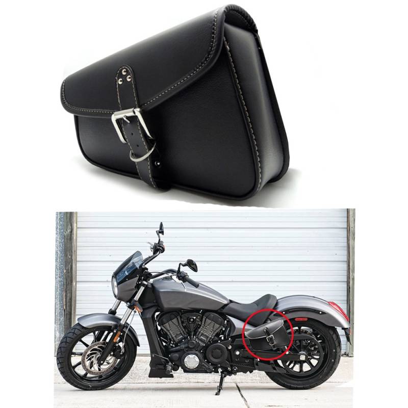 1 Stück Motorrad Satteltaschen Leder PU wasserdichte Links Satteltasche Motorrad Side Gepäck Werkzeugtasche Schwarz von Vechkom