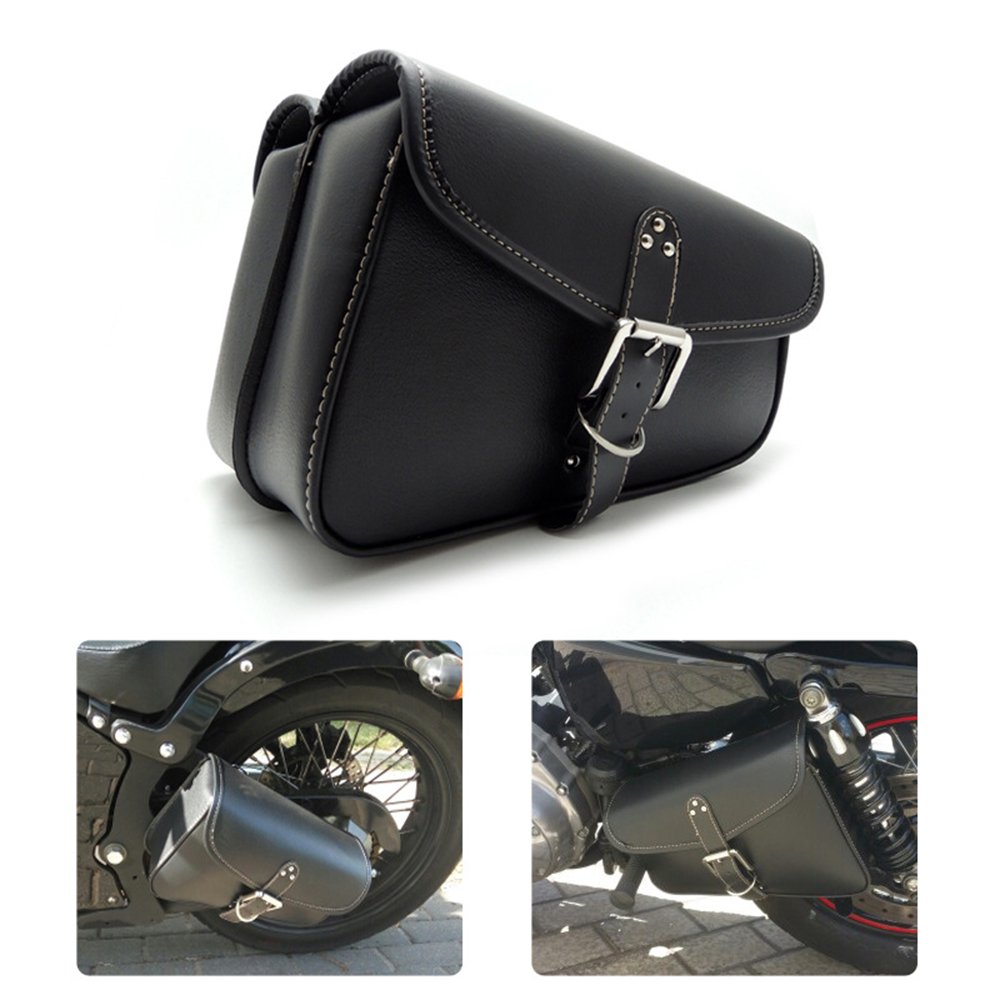 Krtopo 1 Stück Motorrad Satteltaschen Leder PU wasserdichte Rechts Satteltasche Motorrad Side Gepäck Werkzeugtasche schwarz von Krtopo