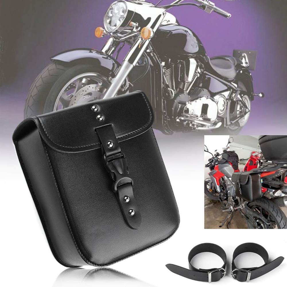 Krtopo 1 x Motorrad kleine Seite Satteltasche PU Leder Wasserdicht Motorrad Tankrucksack Seitengepäck Schwarz von Krtopo