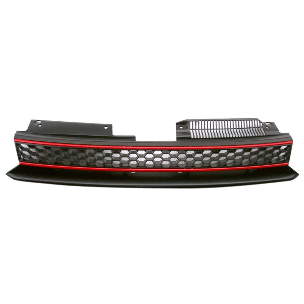 AUTO-STYLE Grill ohne Markenemblem kompatibel mit Volkswagen Golf VI GTi 2008-2012 - Schwarz/Rot von AUTO-STYLE