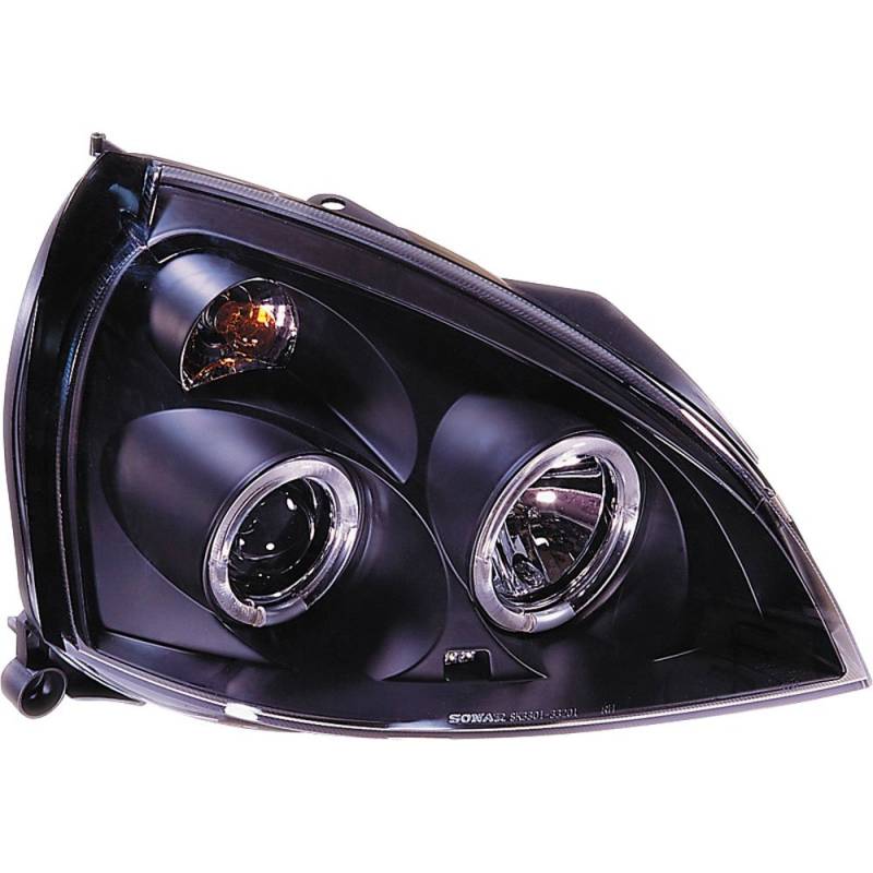 AUTO-STYLE Satz Scheinwerfer kompatibel mit Renault Clio II Facelift 2001-2005 - Schwarz - inkl. Standlichtringen von AUTO-STYLE