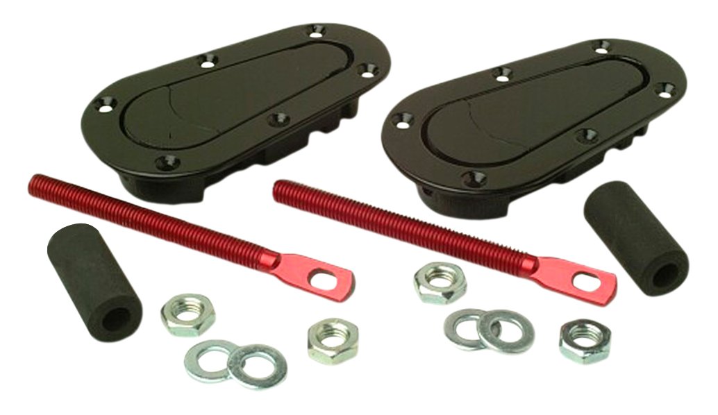 AUTO-STYLE Satz universelle Racing Plus Flush Motorhaubenhaken/-pins - Schwarz + Rot Aluminium Pins von AUTO-STYLE