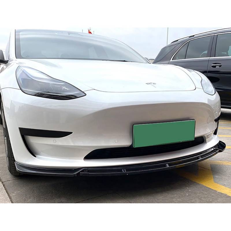 Frontspoilerlippe kompatibel mit Tesla Model 3 2017-2024 (glänzendes schwarzes ABS) von AUTO-STYLE