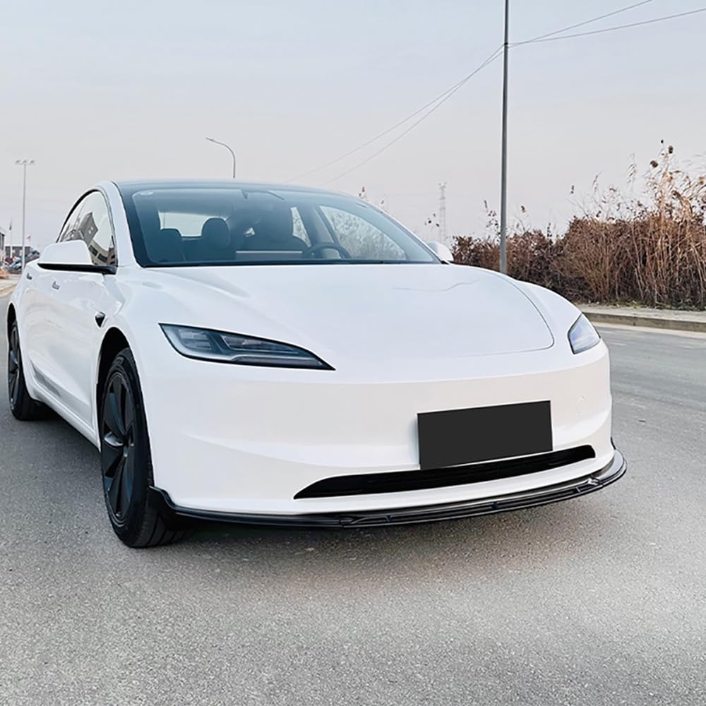 Frontspoilerlippe kompatibel mit Tesla Model 3 Facelift 2024- (glänzendes schwarzes ABS) von AUTO-STYLE