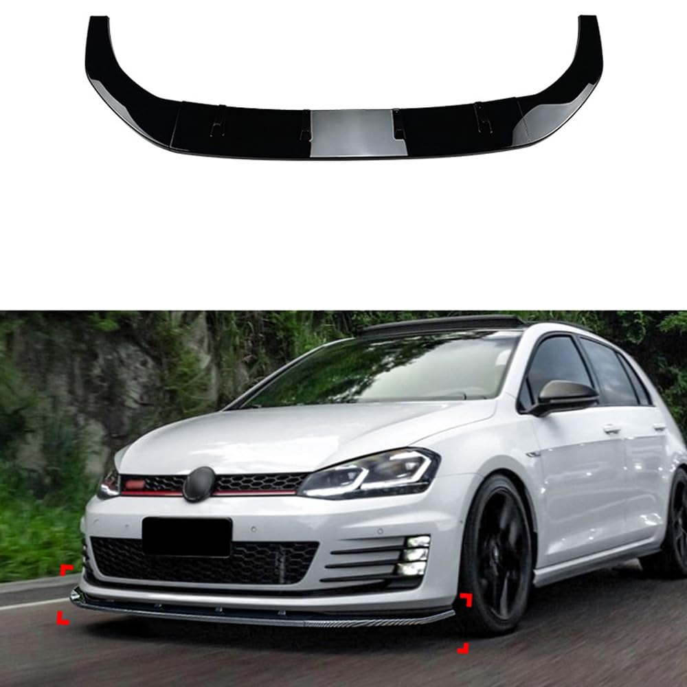 Frontspoilerlippe kompatibel mit Volkswagen Golf VII GTI/GTD/R/R-Line 2012-2017 (glänzendes schwarzes ABS) von AUTO-STYLE