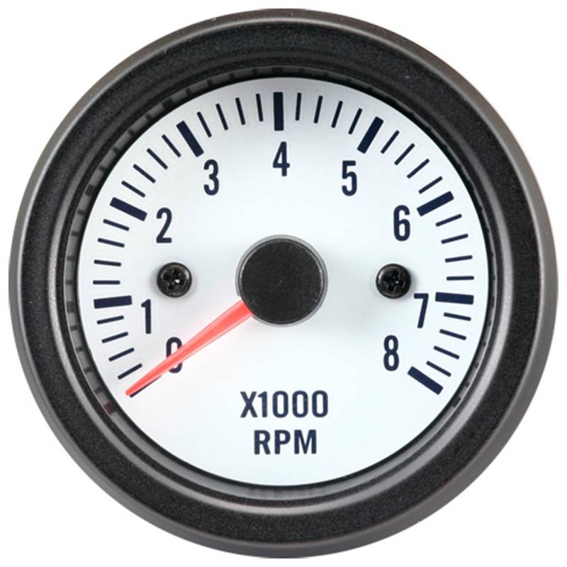 AUTO-STYLE Klassik Weiß Performance Instrument Tacho >8000rpm 2/3/4/5/6/8 Zyl. 52mm von AUTO-STYLE