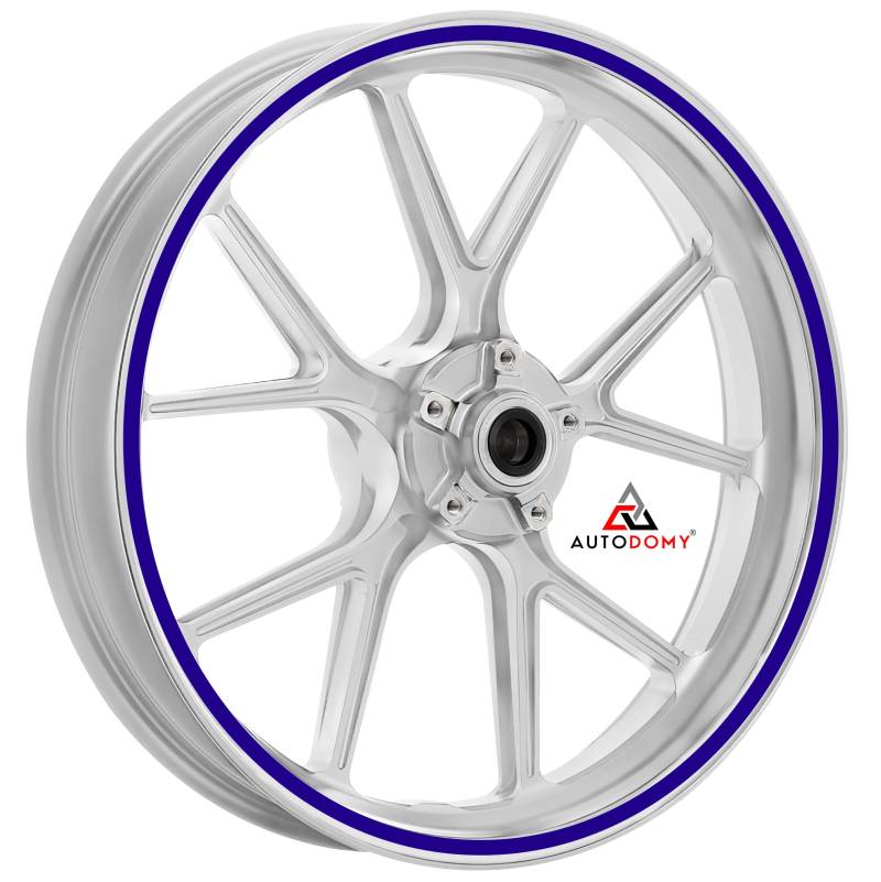 Autodomy Felgenrandaufkleber Komplettset für 2 Räder von 15" bis 19" Zoll Felgen Motorrad Auto Circular Sport Design (Blau, Breite 10 mm) von AUTODOMY