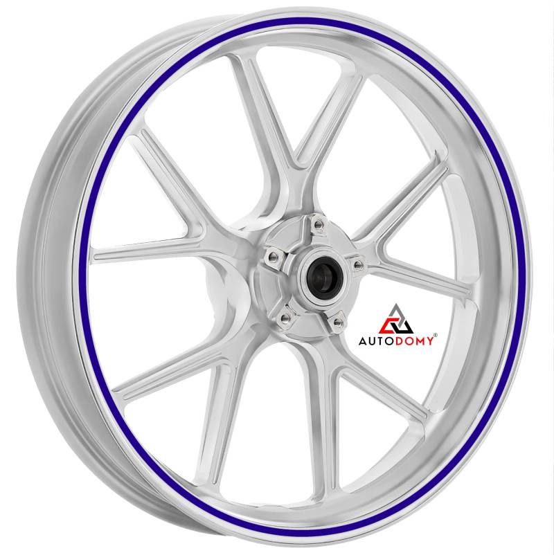 Autodomy Motorrad Felgenaufkleber Komplettset für 2 Räder 15" bis 19" Zoll | Felgen Aufkleber Motorrad Tuning Circular Sport Design | Felgenaufkleber Motorrad Racing Design (Blau, Breite 7 mm) von AUTODOMY