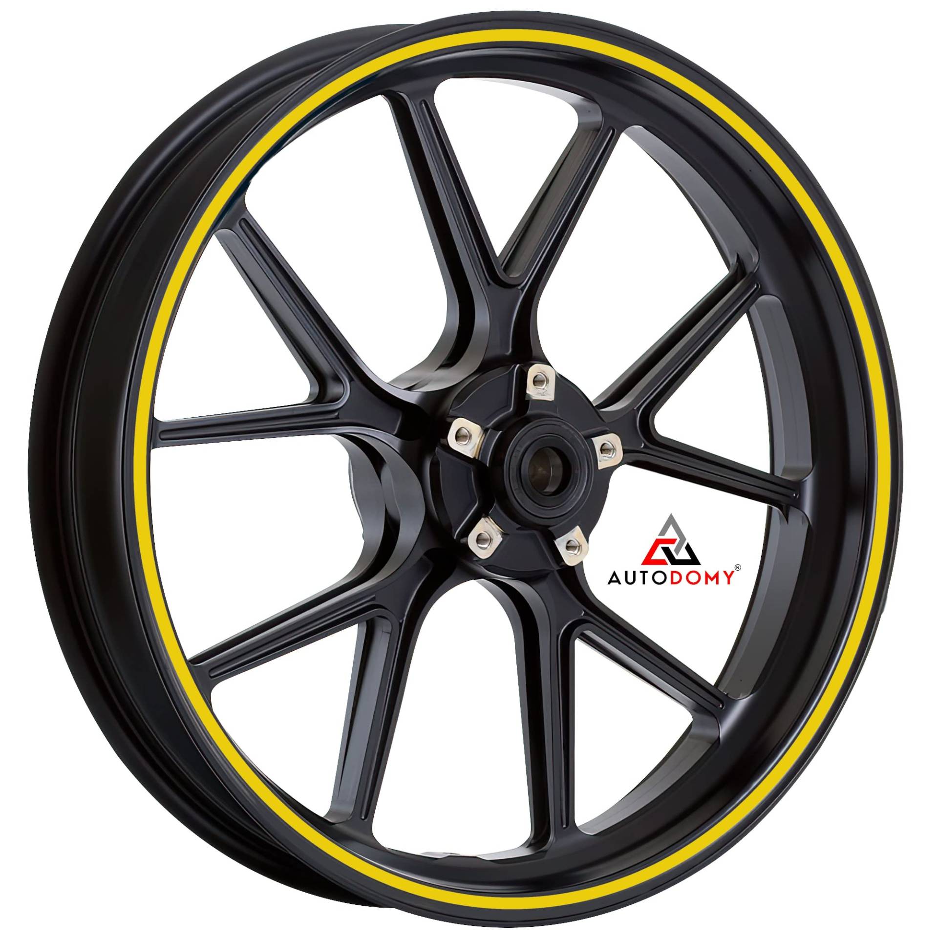 Autodomy Felgenrandaufkleber Komplettset für 2 Räder von 15" bis 19" Zoll Felgen Motorrad Auto Circular Sport Design (Gelb, Breite 7 mm) von AUTODOMY