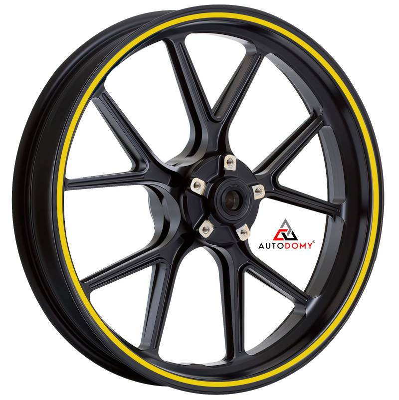 Autodomy Motorrad Felgenaufkleber Komplettset für 2 Räder 15" bis 19" Zoll | Felgen Aufkleber Motorrad Tuning Circular Sport Design | Felgenaufkleber Motorrad Racing Design (Gelb, Breite 7 mm) von AUTODOMY