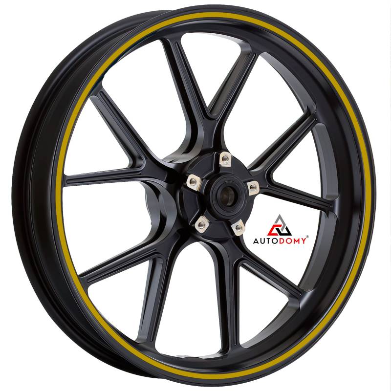 Autodomy Motorrad Felgenaufkleber Komplettset für 2 Räder 15" bis 19" Zoll | Felgen Aufkleber Motorrad Tuning Circular Sport Design | Felgenaufkleber Motorrad Racing Design (Gold, Breite 7 mm) von AUTODOMY