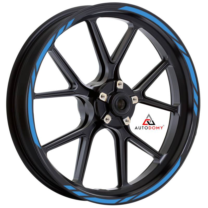 Autodomy Motorrad Felgenaufkleber Komplettset | Felgenrandaufkleber für 2 Räder 15" bis 19" Zoll | Felgen Aufkleber Motorrad Tuning | Felgenaufkleber Motorrad Racing Design (Hellblau) von AUTODOMY