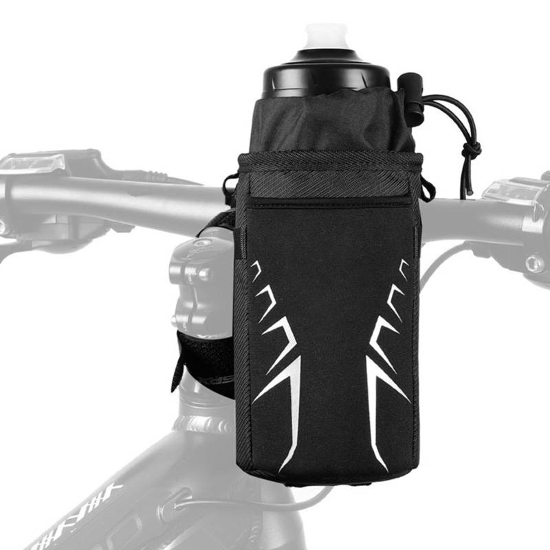 AUTOECHO Fahrrad-Wasserflaschenhalter,Isolierte Fahrrad-Kaffeetassenhalter - Verstellbare, umschnallbare Vorbautasche zur Aufbewahrung von Lebensmitteln und Getränken, für Outdoor-Sportarten von AUTOECHO