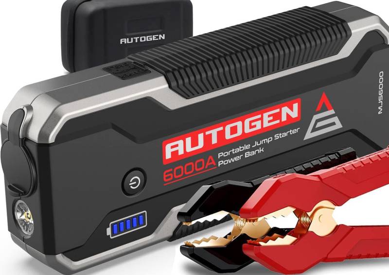 AUTOGEN 6000A Starthilfe Powerbank (10.0L + Benzin & Diesel), 27000mAh Tragbarer Starthilfegerät, 12V Lithium Batterie Jumper Box für Autos, SUVs, LKWs. Riesige Power Bank mit Quick Charge 3.0 von AUTOGEN